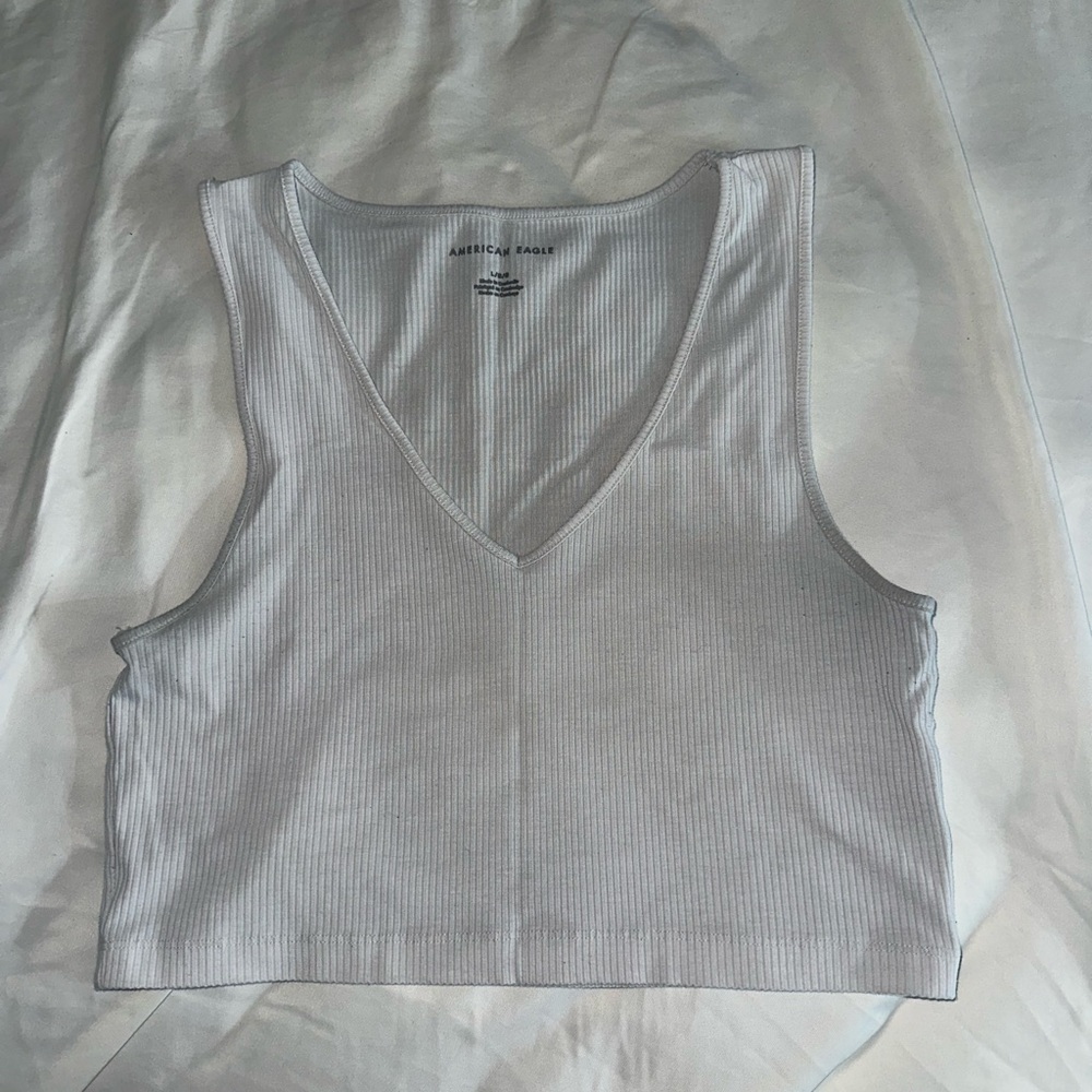 American Eagle Outfitters White Ribbed Tank Top